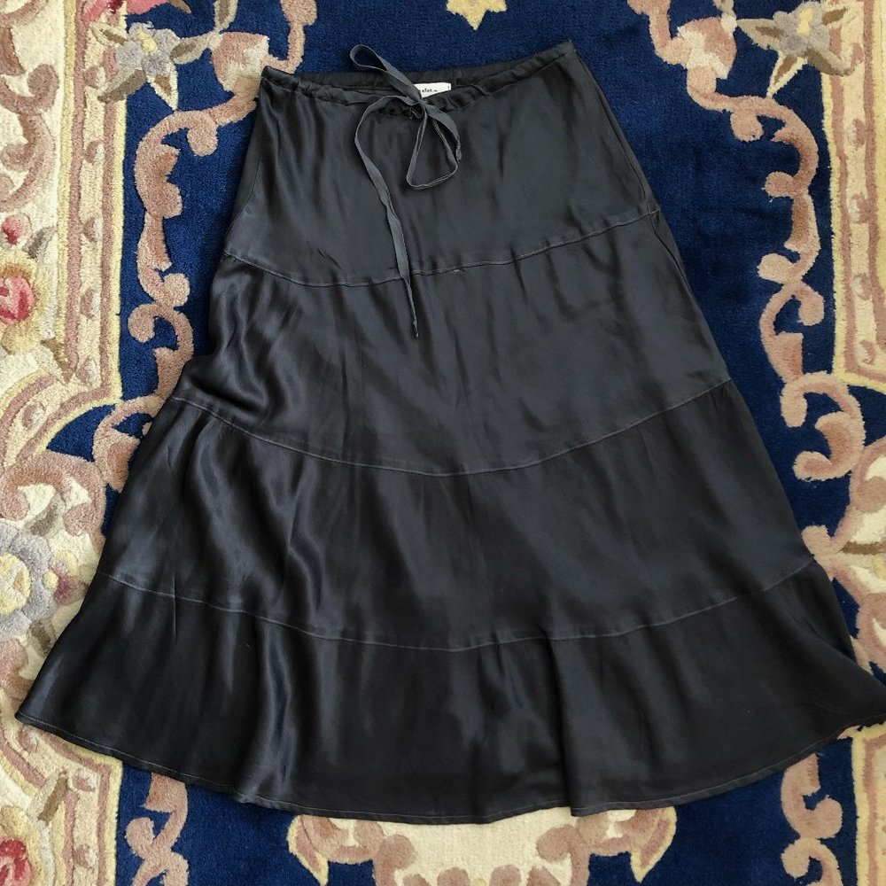 Satin tiered midi skirt